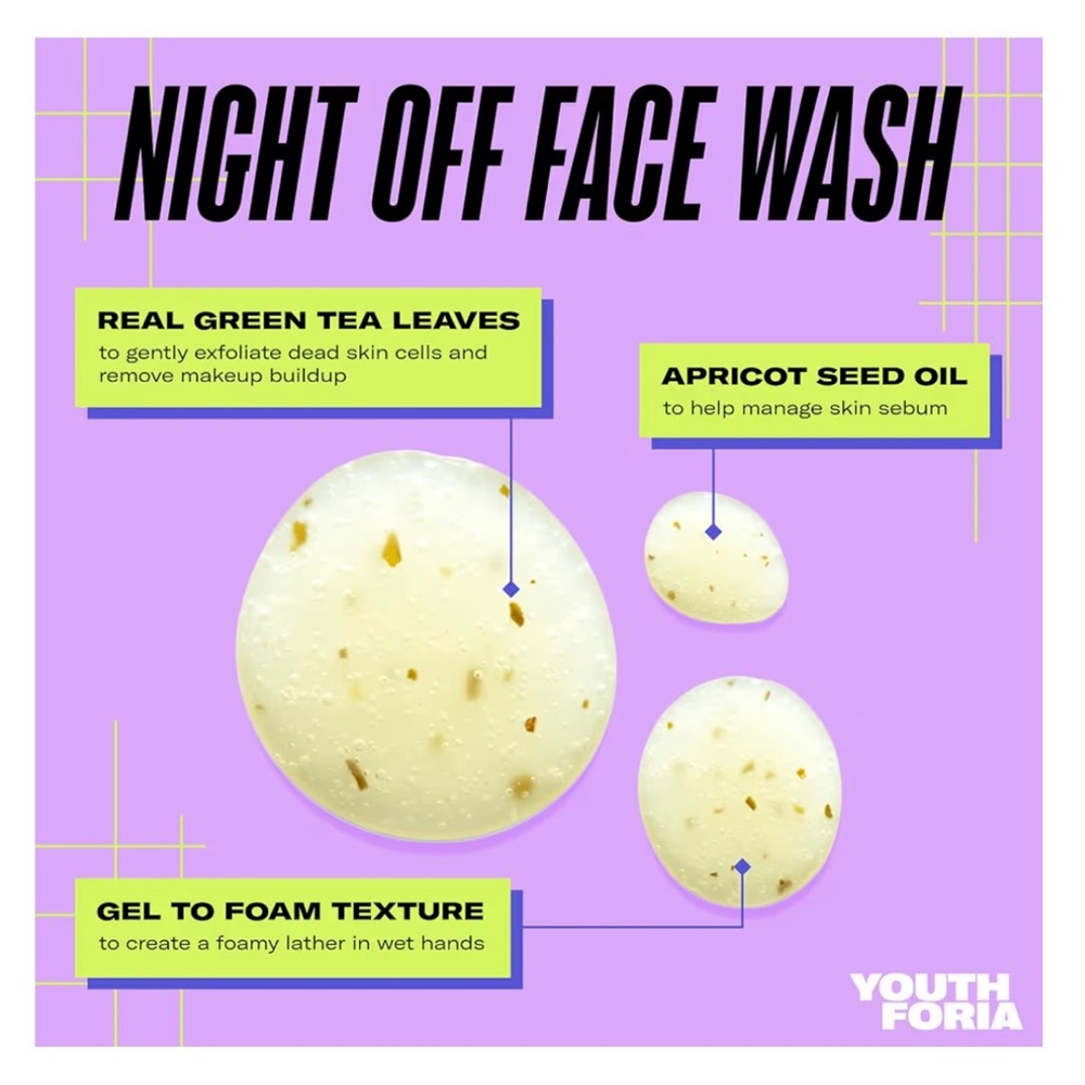 YOUTHFORIA Night Off Face Wash Green Tea Deep Cleanser - Picture 2 of 8